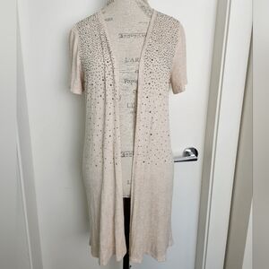 Rhinestone Short Sleeve Duster Cardigan